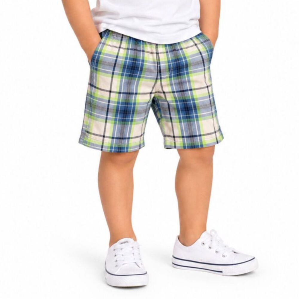 🔥 5 for $30 🔥 The Children’s Place Boys Blue and Green Plaid Shorts | 4T